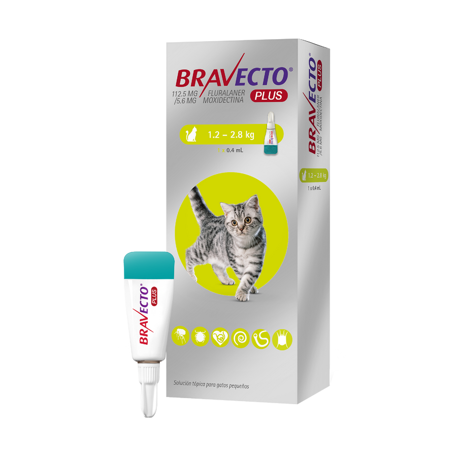 BRAVECTO PLUS GATO 112.5mg (1.2-2.8 kg) VERDE