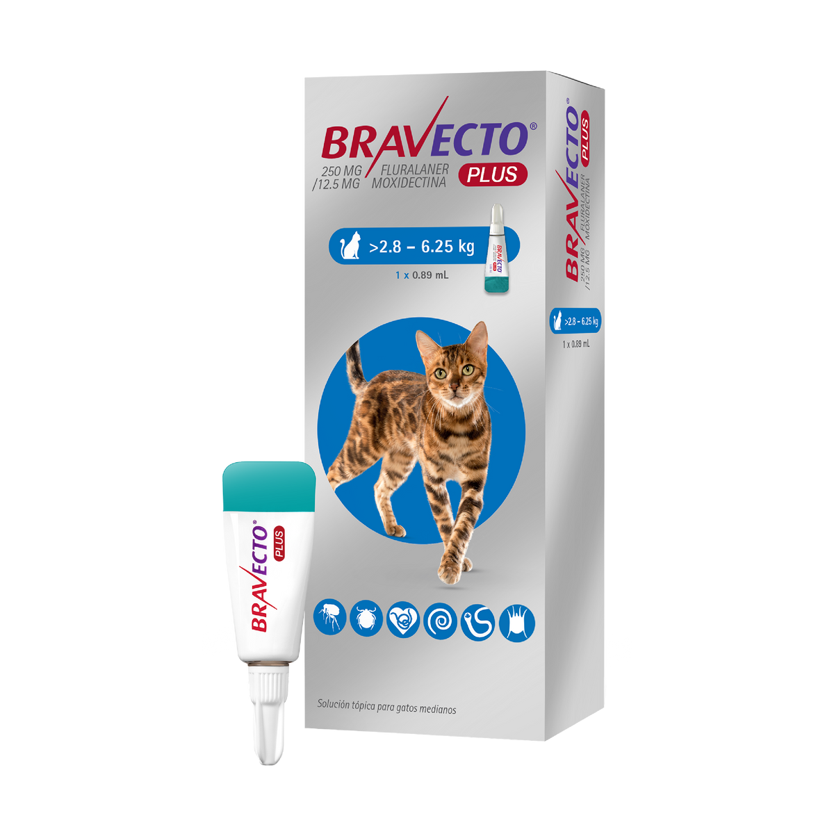 BRAVECTO PLUS GATO 250mg (2.8-6.25 kg) AZUL – American Pets Panama