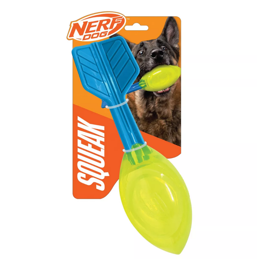 NERF 12IN TPR GLOW AND SQUEAK VORTEX -GREEN/LIGHT BLUE