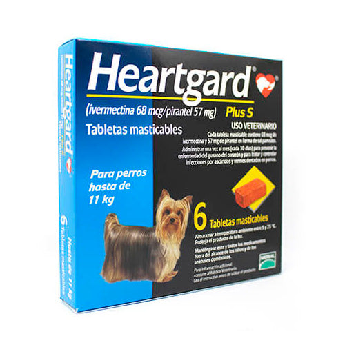 HEARTGARD PLUS S 6 TABLETAS AZUL HASTA 11 KG VENTA POR UNID. 010101