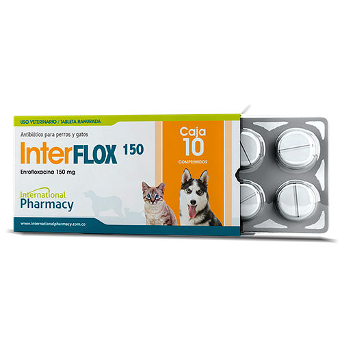 INTERFLOX 150 MG ENROFLOXACINA 10 COMPRIMIDOS VENTA POR UNIDAD