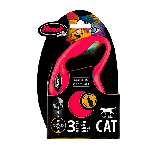 FLEXI CORREA RETRACTIL NEW CLASSIC CAT CORD 3M RED