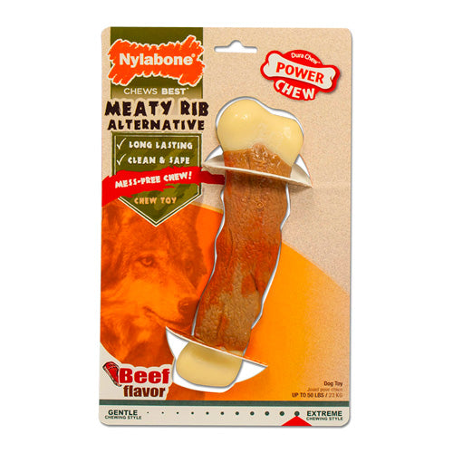 NYLABONE PORK RIB BONE DOG TOY - LARGE