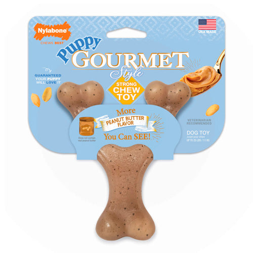 NYLABONE PUPPY GOURMET STYLE STRONG CHEW WISHBONE, PEANUT BUTTER