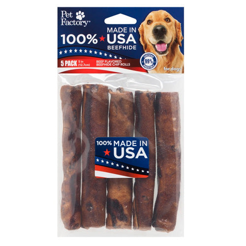 PET FACTORY BEEFHIDE CHIP ROLLS BEEF FLAVORED