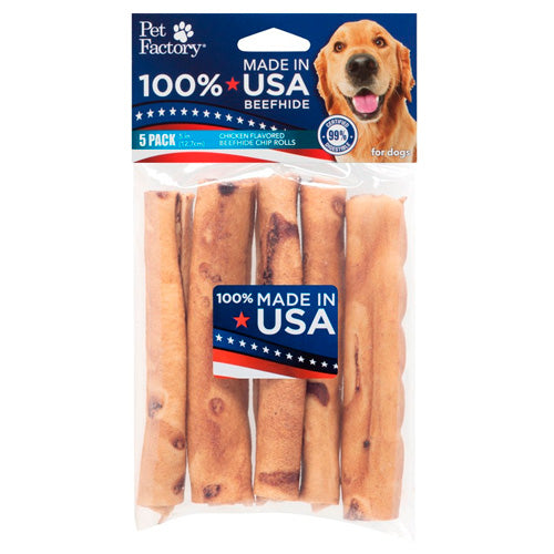 PET FACTORY BEEFHIDE CHIP ROLLS CHICKEN FLAVORED