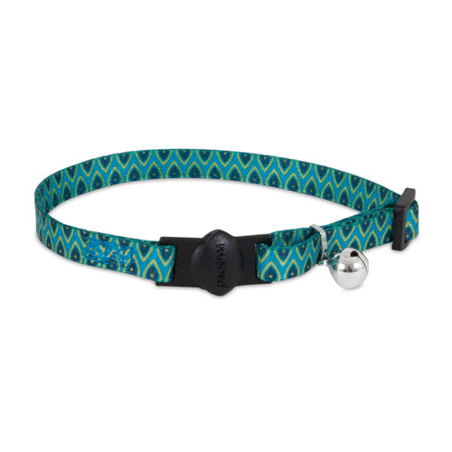 PET PIONEER DELUXE CAT COLLAR 3/8" X 8"-12" AZUL ROMBO VERDE