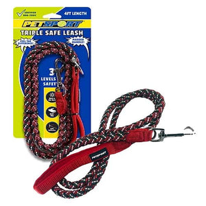 Pet Sport Triple Safe 4 Safety Leash - Red