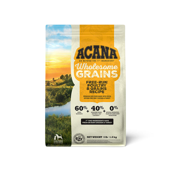 ACANA WHOLESOME GRAINS FREE-RUN POULTRY + GRAINS 4LB
