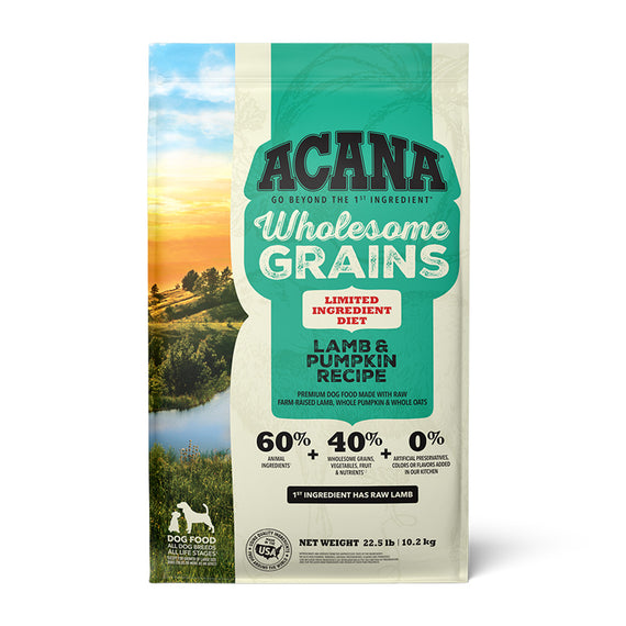 ACANA WHOLESOME GRAINS LAMB & PUMPKIN 22.5LB