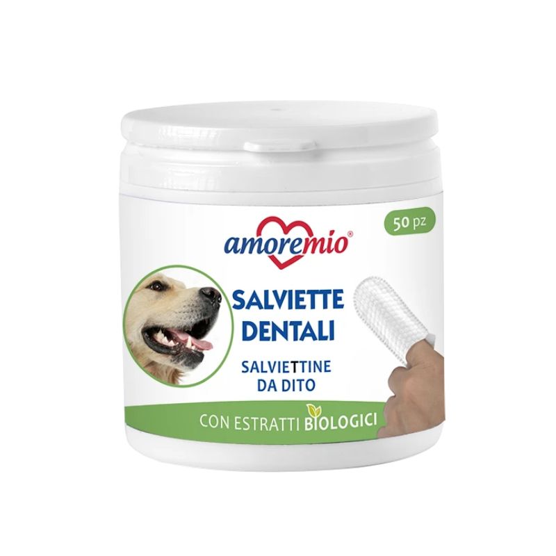 AMORE MIO WIPES DENTAL PARA PERROS Y GATOS 50 PIEZAS