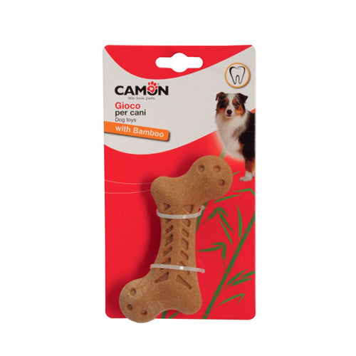 CAMON DOG TOY WITH BAMBOO, SMALL BONE, 13CM