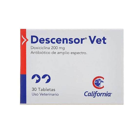 DESCENSOR VET DOXICICLINA 30 TABLETAS 200 MG VENTA POR UNID