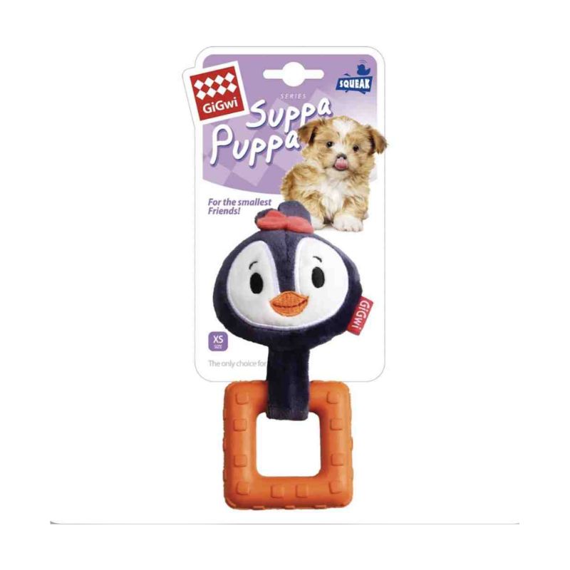 GIGWI SUPPA PUPPA PLUSHRUBBER PENGUIN FOR PUPPIES 8013