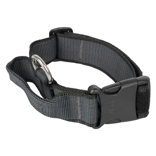 JULIUS-K9 COLOR & GRAY SERIES- K9 COLLAR WITH CLOSABLE HANDLE BLACK-GREY WIDTH: 1,6" / 40 MM