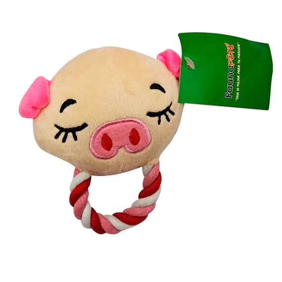 FAUNA PETS DOG TOY COTTON ROPE SQUINTING PIG