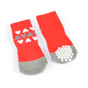 CAMON PET SOCKS -RED- 3HEARTS- M - SIZE 2