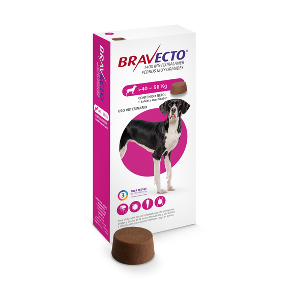 BRAVECTO 1400 MG X 1 TABLETA (40KG A 56KG) FUXIA