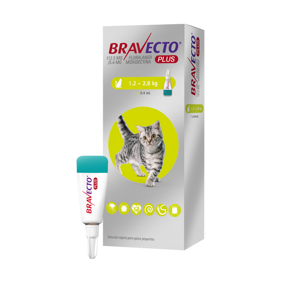 BRAVECTO PLUS GATO 112.5mg (1.2-2.8 kg) VERDE