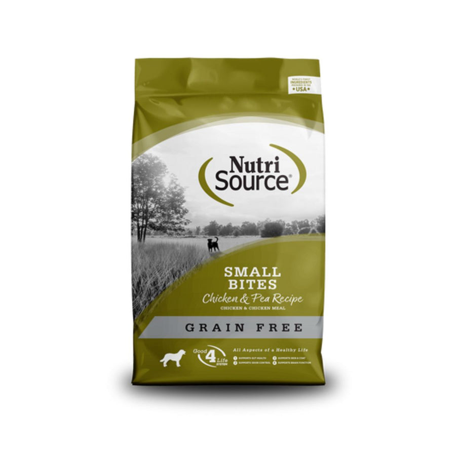 NUTRISOURCE GRAIN FREE SMALL BITES CHICKEN & PEAS  12 LBS