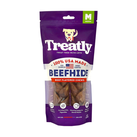 PET FACTORY TREATLY BRAIDS BEEF FLVR 2 PK