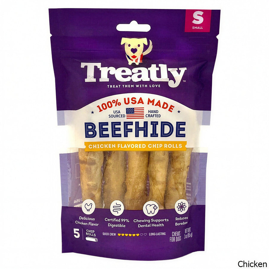 PET FACTORY TREATLY USA BH CHIP ROLLS CKN FLVR 5 PK