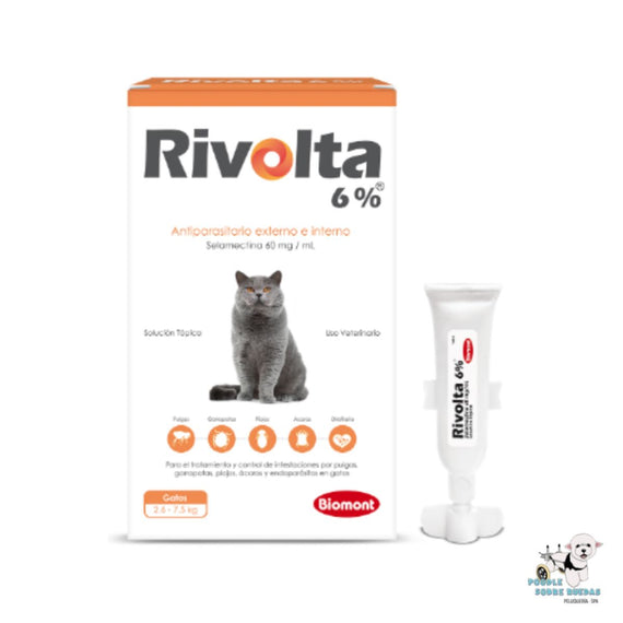RIVOLTA 6% PIPETA GATOS 0.75ML DE 2.6 KG A 7.5KG