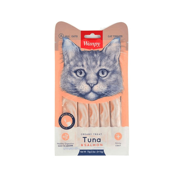 WANPY COMIDA PARA GATO TUNA & SALMON 70GR CREAMY