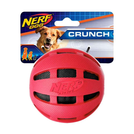 NERF ASSORTMENT 3.8IN RUBBER CHECKER SQUEAK AND CRUNCH BALL - 12 UNITS OF BLUE AND 12 UNITS OF RED