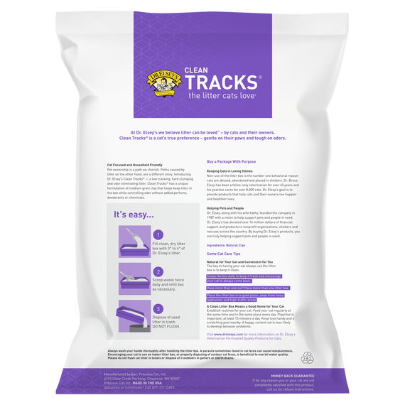 DR. ELSEY'S CLEAN TRACKS CLUMPING CLAY CAT LITTER 18-LB