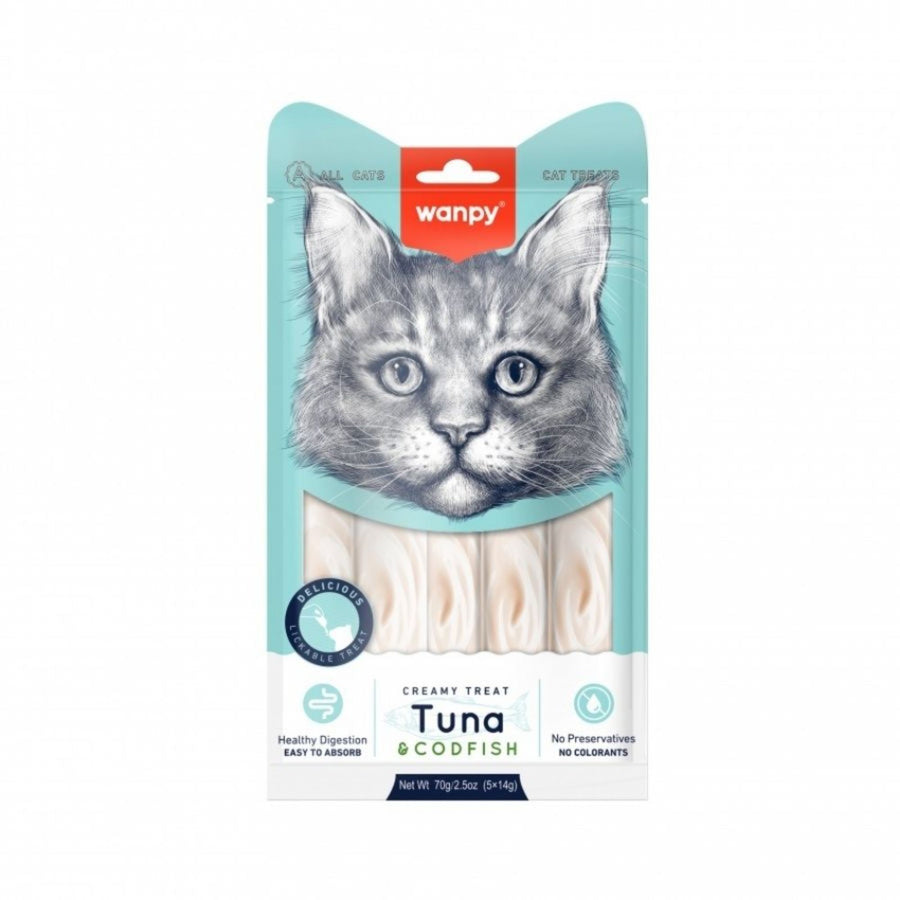 WANPY COMIDA PARA GATO TUNA & CODFISH 70 GR CREAMY