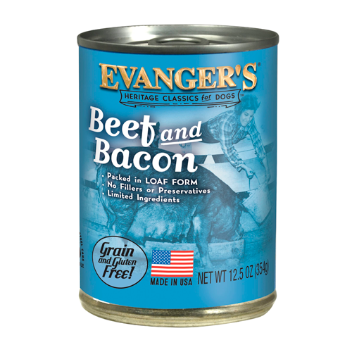EVANGER´S LATA GRAIN FREE BEEF AND BACON 12.8 ONZ (AZUL)