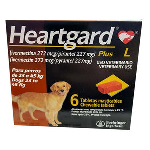 Heartgard Plus L 6 Tabletas Marron 23 a 45 Kg venta por caja