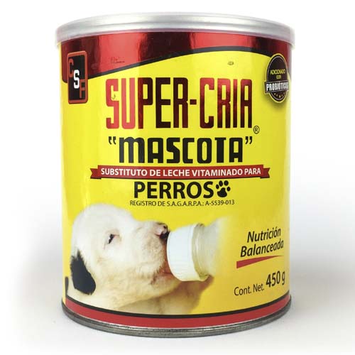 Super Cria Mascota  Substituto de de Leche Vitamnada para perros 450 G