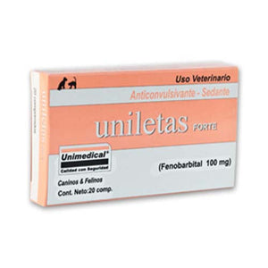 Unimedical Uniletas Fenobarbital 100 mg 20 tabletas venta por caja