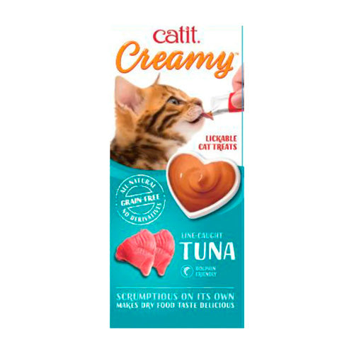 CATIT CREAMY SNACK CREMOSO PARA GATOS ATUN CAPTURADO SIN REDES 10g 44454