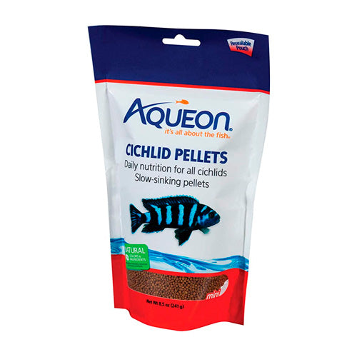 AQUEON FOOD CICHLID PELLETS MIN 8 OZ