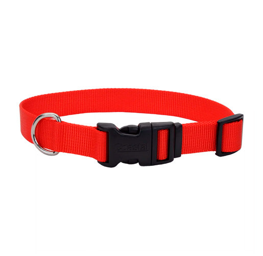 COASTAL ADJUSTABLE DOG COLLAR WITH PLASTIC BUCKLE 6301RED12