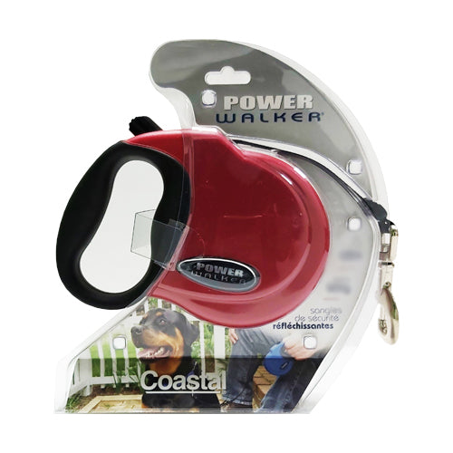Coastal Power Walker Retractable  medium Red 16 Feet Max 64 Lbs