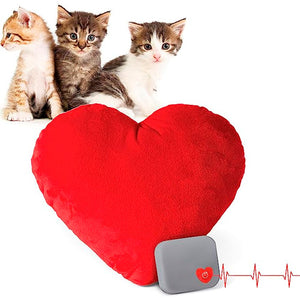 K&H PET MOTHER’S HEARTBEAT PLUSH HEART SMALL PILLOW KITTEN HEARTBEAT RHYTHM RED 6 X 5"
