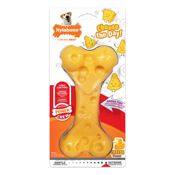 NYLABONE POWER CHEW CHEESE BONE LG NCBG404P