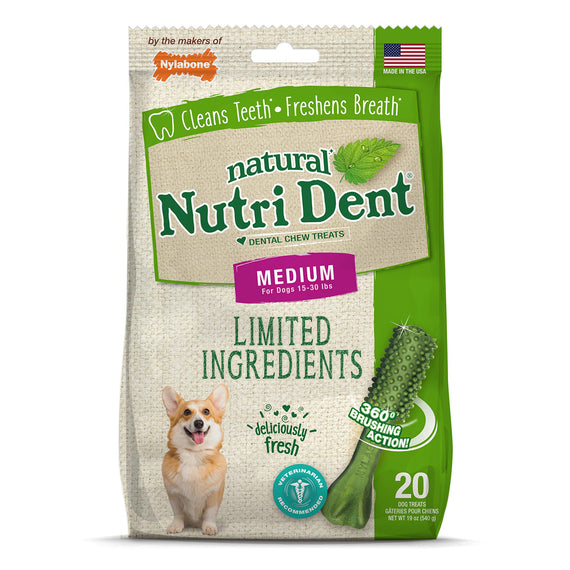 NYLABONE NUTRI DENT FRESH BREATH MEDIUM 20 CT PCH