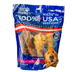 PET FACTORY BEEFHIDE ASSTD FLAVORS (BF & CKN) LRG ASST (3 BONES, 3 ROLLS)