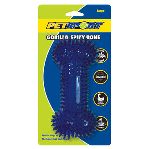 PETS SPORT GORILLA SPIKY BONE HUESO DE GOMA AZUL NARANJA 40050