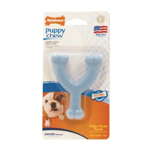 Nylabone Puppy Chew Chiken Flavor Blue Wishbone