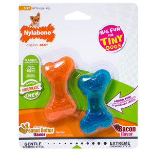 Nylabone Moderate Flexi Chew Big Fun For Tiny Dogs Bacon Flavor